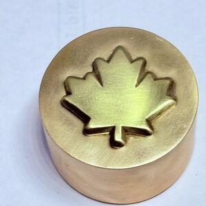 Gold coloured Solid Brass Maple Leaf 1x1 inch paperweight